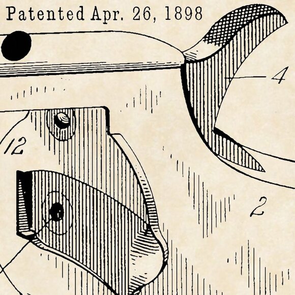 1898 G. A. Owen Revolver Patent Firearm Art 16x20 Vintage Gun Print on Parchment - Picture 6 of 7